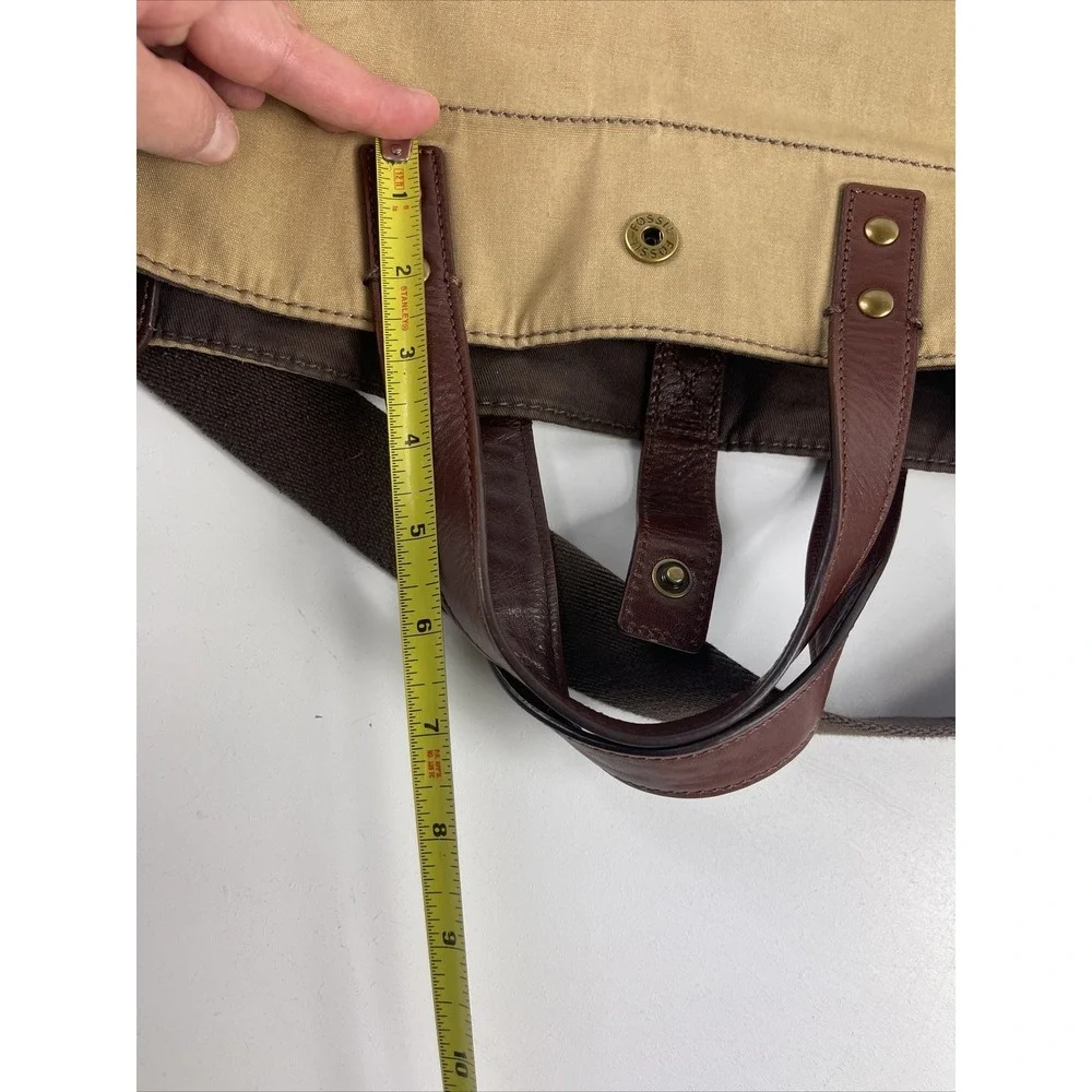 Fossil Vintage Canvas And‎ Leather Tote Bag Purse
